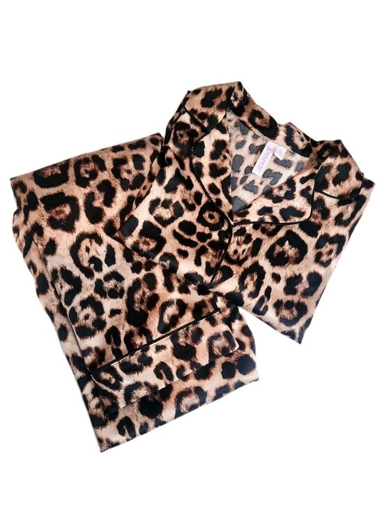 Joyspun Other - New Ladies Joyspun Leopard Animal Print Satin Charmeuse Pajama Lounge Pant Set